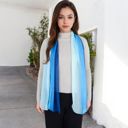 Blue Women's Lightweight Gradient Chiffon Scarves with Flowing Ruffled Edges in Vibrant Multi-Color Designs