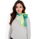 Green Women's Lightweight Gradient Chiffon Scarves with Flowing Ruffled Edges in Vibrant Multi-Color Designs