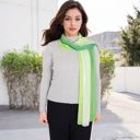 Green Women's Lightweight Gradient Chiffon Scarves with Flowing Ruffled Edges in Vibrant Multi-Color Designs