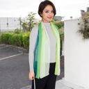 Green Women's Lightweight Gradient Chiffon Scarves with Flowing Ruffled Edges in Vibrant Multi-Color Designs