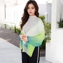 Green Women's Lightweight Gradient Chiffon Scarves with Flowing Ruffled Edges in Vibrant Multi-Color Designs