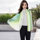 Green Women's Lightweight Gradient Chiffon Scarves with Flowing Ruffled Edges in Vibrant Multi-Color Designs