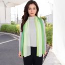 Green Women's Lightweight Gradient Chiffon Scarves with Flowing Ruffled Edges in Vibrant Multi-Color Designs