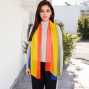 Multi Women's Lightweight Gradient Chiffon Scarves with Flowing Ruffled Edges in Vibrant Multi-Color Designs