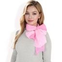 Pink Women's Lightweight Gradient Chiffon Scarves with Flowing Ruffled Edges in Vibrant Multi-Color Designs