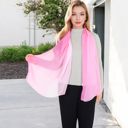 Pink Women's Lightweight Gradient Chiffon Scarves with Flowing Ruffled Edges in Vibrant Multi-Color Designs