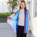 Multi Women's Lightweight Gradient Chiffon Scarves with Flowing Ruffled Edges in Vibrant Multi-Color Designs