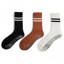  Women's 3-Pack Non-Slip Athletic Crew Socks with Striped Detail and Cushioned Support