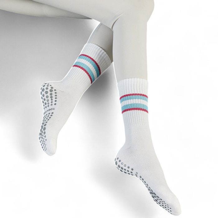 Women's 3-Pack Non-Slip Athletic Crew Socks with Striped Detail and Cushioned Support