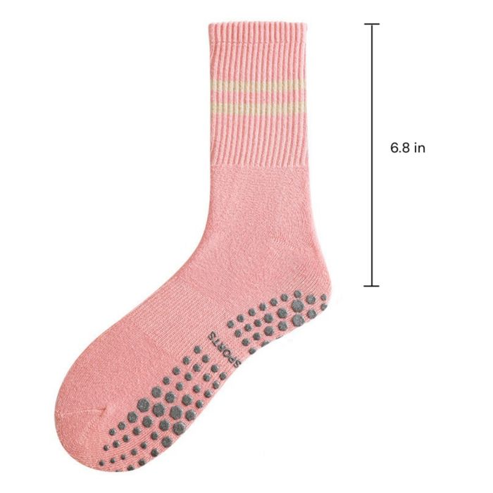 Women's 3-Pack Non-Slip Athletic Crew Socks with Striped Detail and Cushioned Support