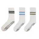 Multicolored One Size Fits Most Women's 3-Pack Non-Slip Athletic Crew Socks with Striped Detail and Cushioned Support
