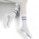 Multicolored One Size Fits Most Women's 3-Pack Non-Slip Athletic Crew Socks with Striped Detail and Cushioned Support