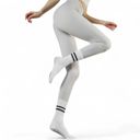 Multicolored One Size Fits Most Women's 3-Pack Non-Slip Athletic Crew Socks with Striped Detail and Cushioned Support