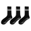 Black One Size Fits Most Women's 3-Pack Non-Slip Athletic Crew Socks with Striped Detail and Cushioned Support
