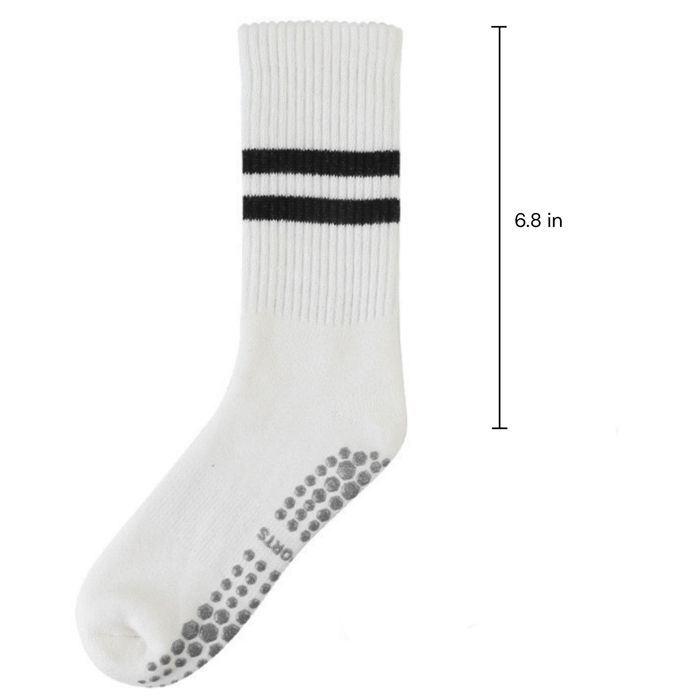 Women's 3-Pack Non-Slip Athletic Crew Socks with Striped Detail and Cushioned Support