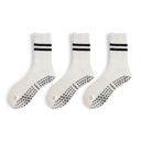 White One Size Fits Most Women's 3-Pack Non-Slip Athletic Crew Socks with Striped Detail and Cushioned Support