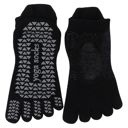Multicolored One Size Fits Most Women's 2-Pack Non-Slip Five-Toe Yoga Socks with Open Top Design for Stability and Comfort