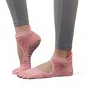 Pink One Size Fits Most Women's 2-Pack Non-Slip Five-Toe Yoga Socks with Open Top Design for Stability and Comfort