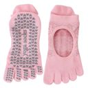 Pink One Size Fits Most Women's 2-Pack Non-Slip Five-Toe Yoga Socks with Open Top Design for Stability and Comfort