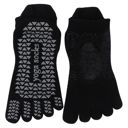 Multicolored One Size Fits Most Women's 2-Pack Non-Slip Five-Toe Yoga Socks with Open Top Design for Stability and Comfort