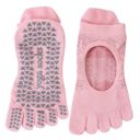 Gray One Size Fits Most Women's 2-Pack Non-Slip Five-Toe Yoga Socks with Open Top Design for Stability and Comfort