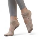 Gray One Size Fits Most Women's 2-Pack Non-Slip Five-Toe Yoga Socks with Open Top Design for Stability and Comfort