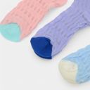 Multicolored Women's Textured Knit Crew Socks with Color Block Cuffs and Toe Accents