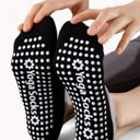 Black Women's Non-Slip Ballet Grip Socks with Crisscross Elastic Straps