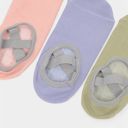 Blue Women's Non-Slip Ballet Grip Socks with Crisscross Elastic Straps