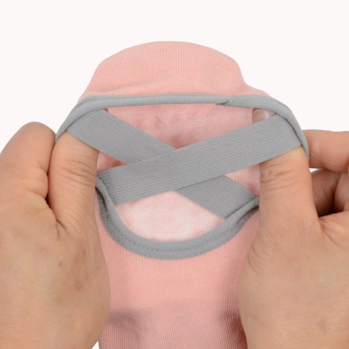 Women's Non-Slip Ballet Grip Socks with Crisscross Elastic Straps