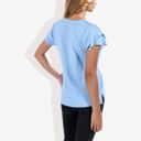 Blue XL Women's Short Sleeve Ruffle V-Neck Blouse Lightweight Comfortable Casual Top