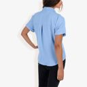 Blue XL Women's Short Sleeve Button Down Shirt With Front Pocket And Notched Collar