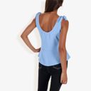 Blue XL Women's Sleeveless Peplum Top With Tie Shoulder Straps And Scoop Neck