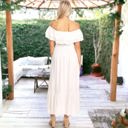 Gray Large Off-Shoulder Ruffle Maxi Dress with Elastic Waistband