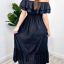 Black Large Off-Shoulder Ruffle Maxi Dress with Elastic Waistband