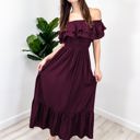 Red Large Off-Shoulder Ruffle Maxi Dress with Elastic Waistband