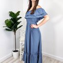 Green Large Off-Shoulder Ruffle Maxi Dress with Elastic Waistband