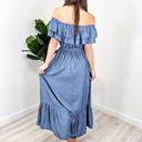 Green Large Off-Shoulder Ruffle Maxi Dress with Elastic Waistband