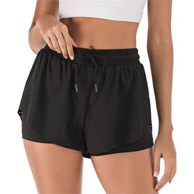 Women's Running Shorts Double Layer Fitness Workout Athletic Shorts