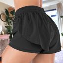 Black Small Women's Running Shorts Double Layer Fitness Workout Athletic Shorts