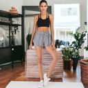 Gray Large Women's Running Shorts Double Layer Fitness Workout Athletic Shorts
