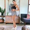 Gray Medium Women's Running Shorts Double Layer Fitness Workout Athletic Shorts
