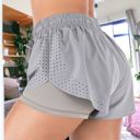 Gray XL Women's Running Shorts Double Layer Fitness Workout Athletic Shorts