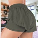 Green Small Women's Running Shorts Double Layer Fitness Workout Athletic Shorts