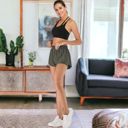 Green Small Women's Running Shorts Double Layer Fitness Workout Athletic Shorts