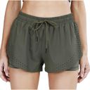 Green XL Women's Running Shorts Double Layer Fitness Workout Athletic Shorts