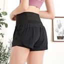 Black Small Women's Quick Dry Loose Running Shorts 2-in-1 Gym
