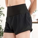 Black X-Small Women's Quick Dry Loose Running Shorts 2-in-1 Gym