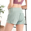 Green Medium Women's Quick Dry Loose Running Shorts 2-in-1 Gym