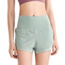 Green Small Women's Quick Dry Loose Running Shorts 2-in-1 Gym